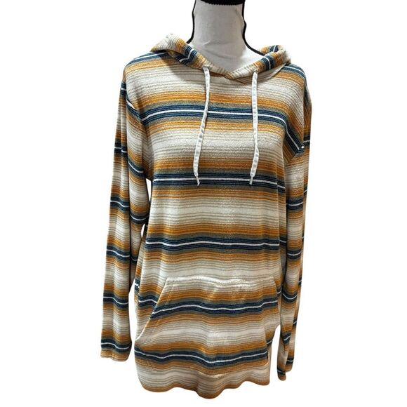 Billabong Flecker Sancho Hoodie Kangaroo Pocket Drawstring Orange Blue Men Med. - Picture 1 of 11